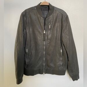 All Saints Men’s Leather Kino Bomber Jacket | Medium | Excellent Condition
